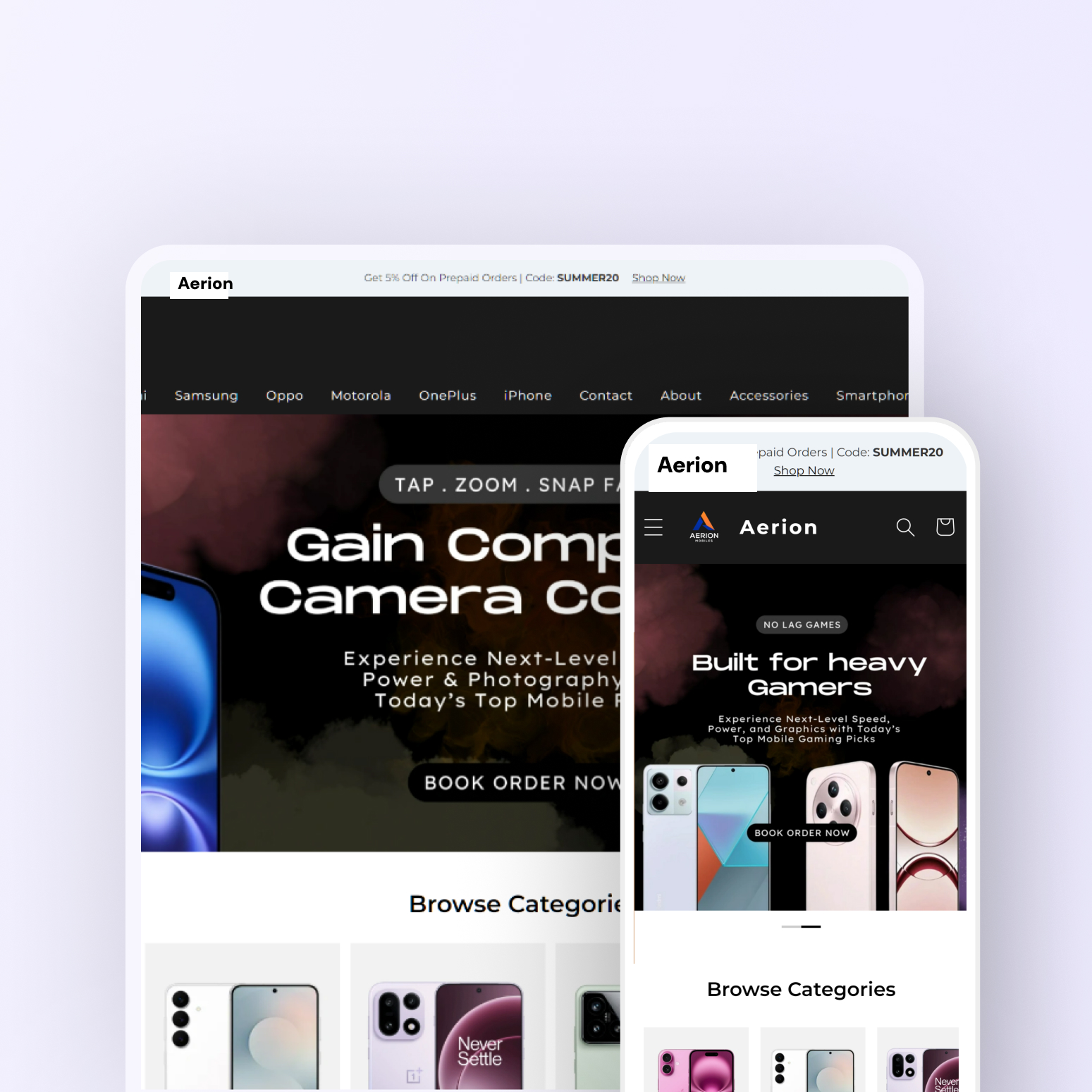 <h5>Flipkart/Amazon style<br>
<h2>Tech store, modern feel